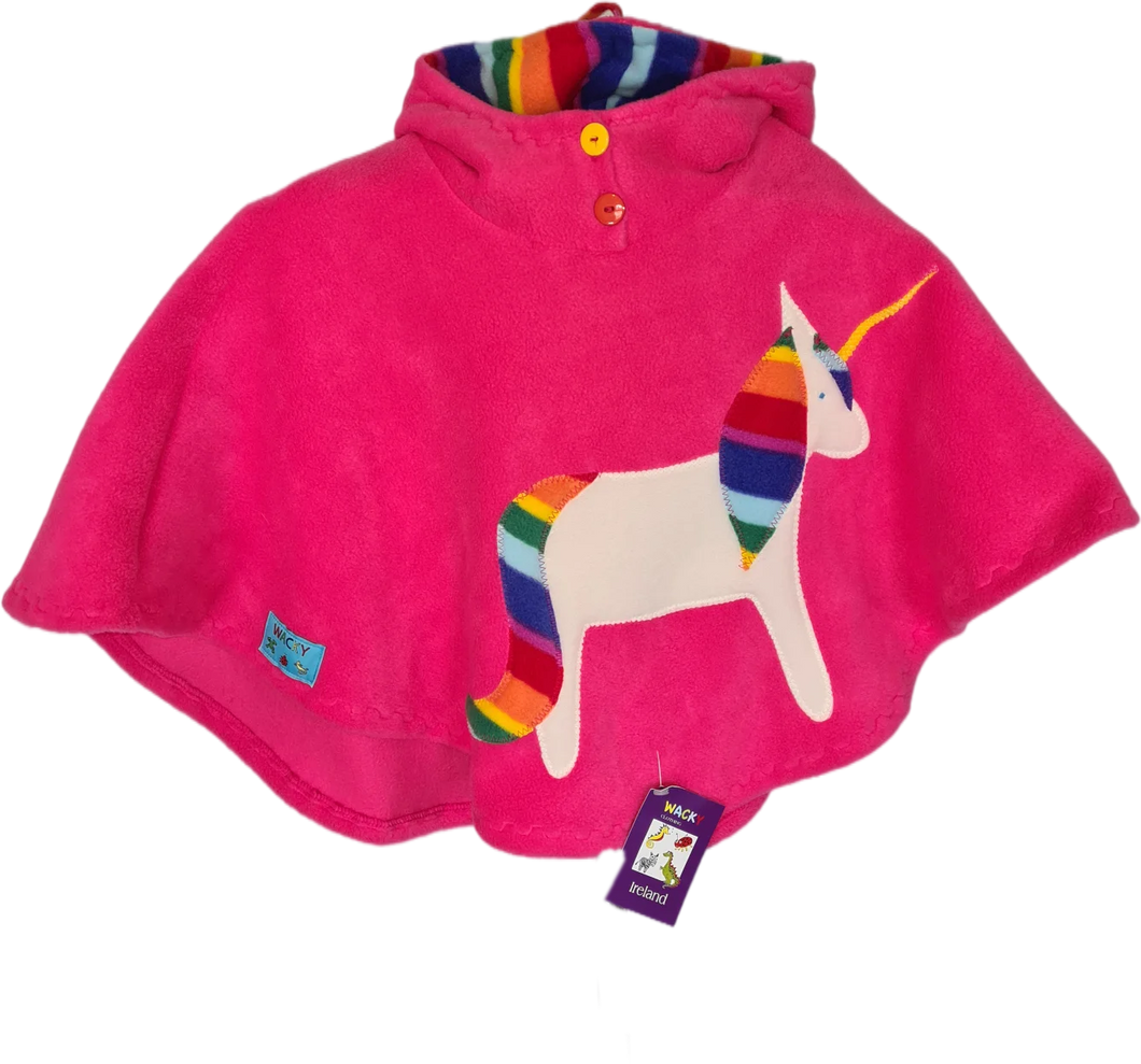 Kids Fleece Poncho - Pink Horse