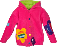 Load image into Gallery viewer, Kids Fleece Button Jacket - Pink Flowers
